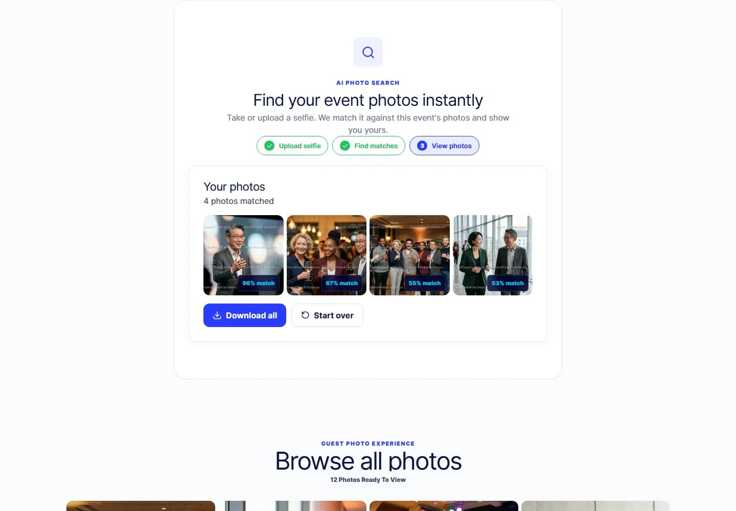 Desktop guest results for the same event